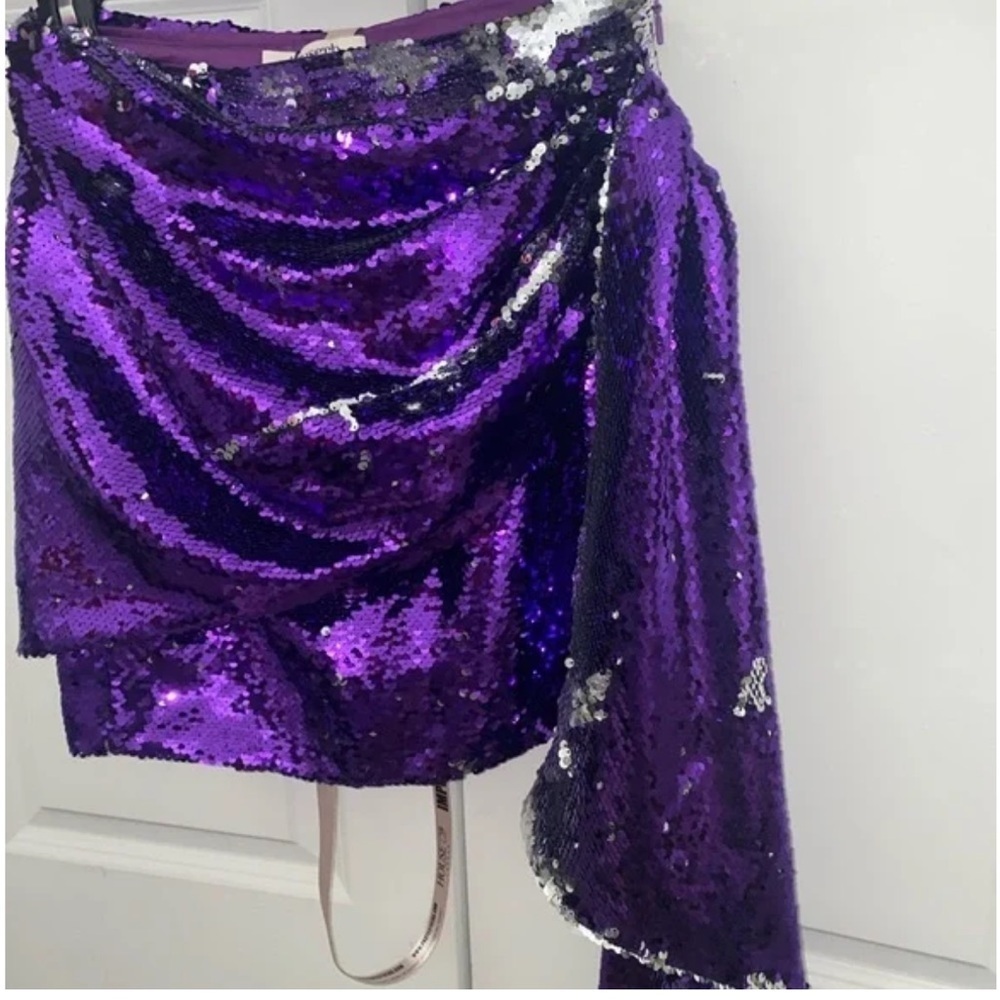 House of CB Katya Purple Sequin Draped Mini Skirt - Picture 7 of 16